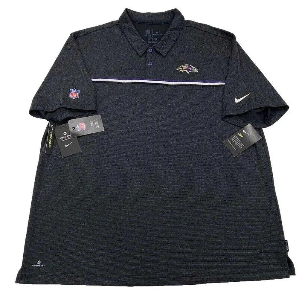 NWT Baltimore Ravens Nike Onfield Colordry Polo Shirt 2XL NFL Football Golf Mens
